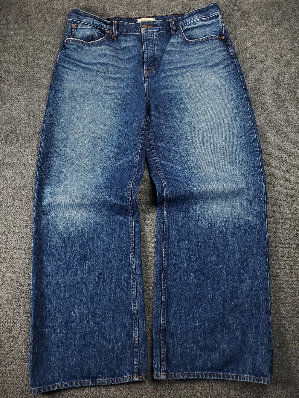 Madewell Low Slung Baggy Jeans 32 Medium Wash Blue Oversized Wide Leg Denim
